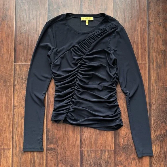 Circus NY Ruched Top Whimsigoth Fairygrunge Goth Emo Black Sheer‎ Mesh 90s Y2K M - Picture 14 of 16